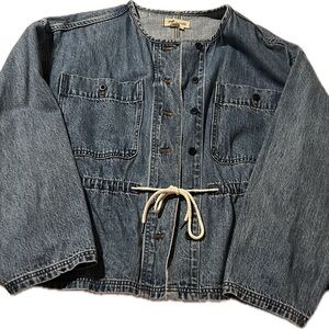 Madewell Blue Denim Jacket with Drawstring